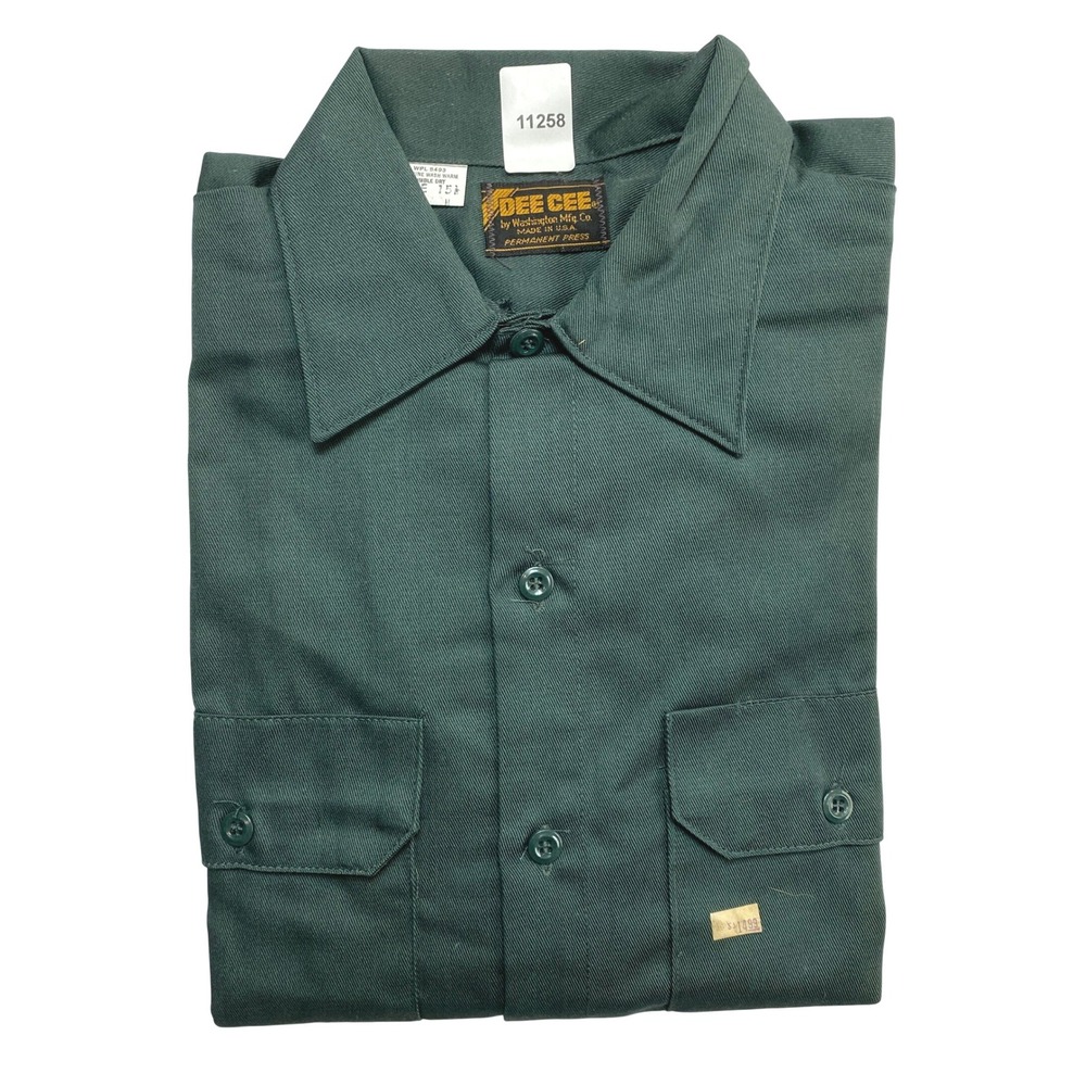 Dee Cee Work Shirt Mens 15.5 Green Long Sleeve Permanent Press Utility 70s